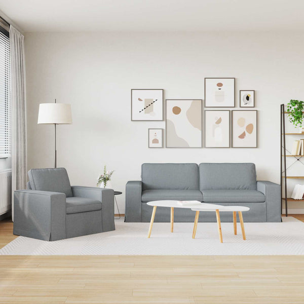 vidaXL Sofa Set 2 pcs Light Grey 222 x 80 x 82 cm Fabric