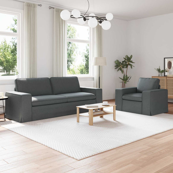 vidaXL Sofa Set 2 pcs Dark Grey 222 x 80 x 82 cm Fabric