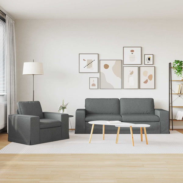 vidaXL Sofa Set 2 pcs Dark Grey 222 x 80 x 82 cm Fabric