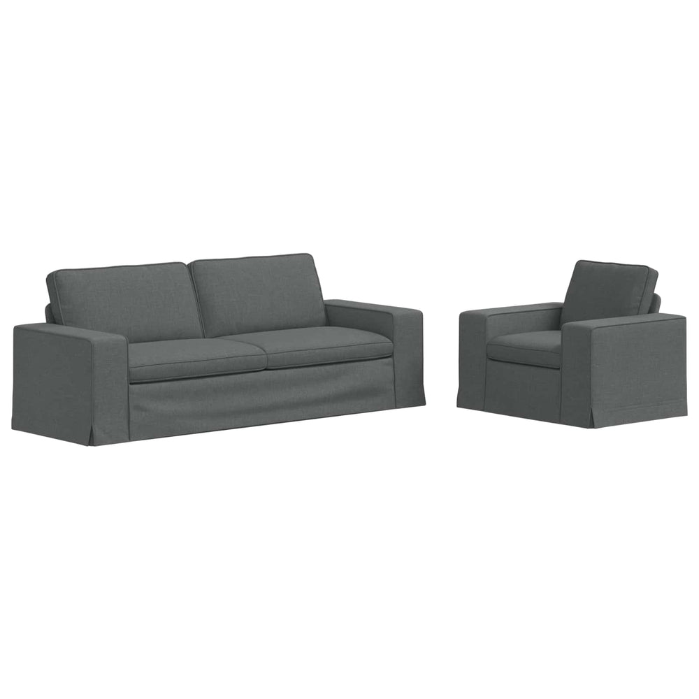 vidaXL Sofa Set 2 pcs Dark Grey 222 x 80 x 82 cm Fabric