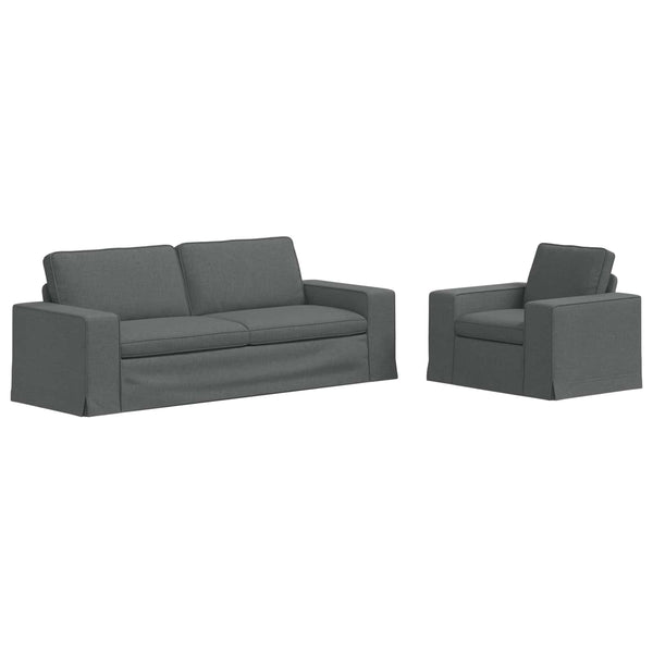 vidaXL Sofa Set 2 pcs Dark Grey 222 x 80 x 82 cm Fabric
