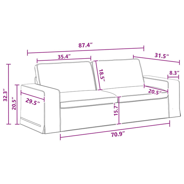 vidaXL Sofa Set 2 pcs Dark Grey 222 x 80 x 82 cm Fabric