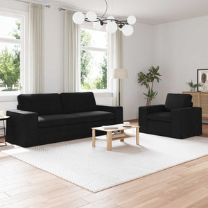 vidaXL Sofa Set 2 pcs Black 222 x 80 x 82 cm Fabric
