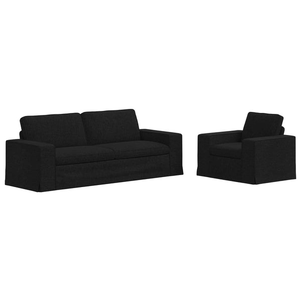 vidaXL Sofa Set 2 pcs Black 222 x 80 x 82 cm Fabric