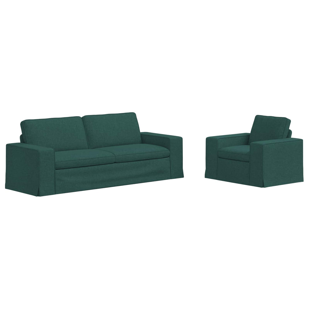 vidaXL Sofa Set 2 pcs Dark Green 222 x 80 x 82 cm Fabric
