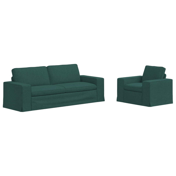 vidaXL Sofa Set 2 pcs Dark Green 222 x 80 x 82 cm Fabric