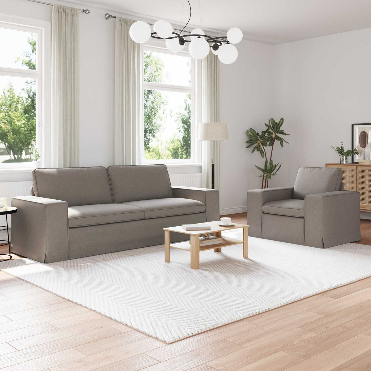 vidaXL Sofa Set 2 pcs Taupe 222 x 80 x 82 cm Fabric