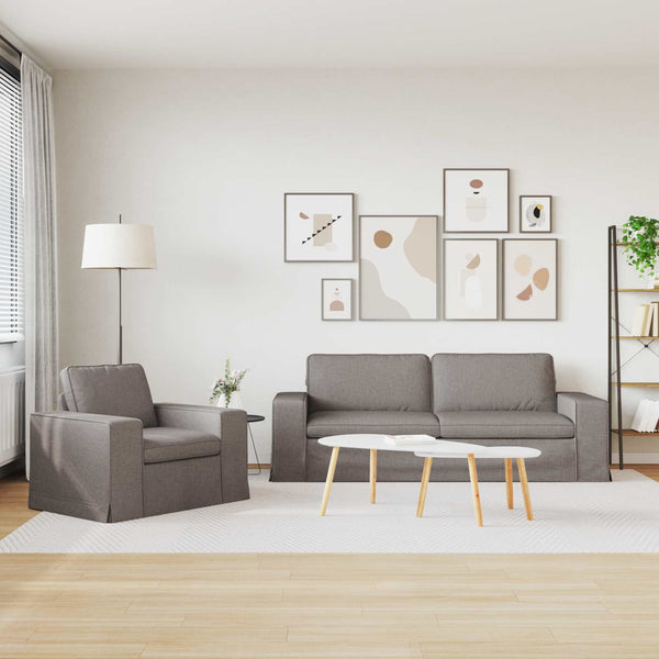 vidaXL Sofa Set 2 pcs Taupe 222 x 80 x 82 cm Fabric