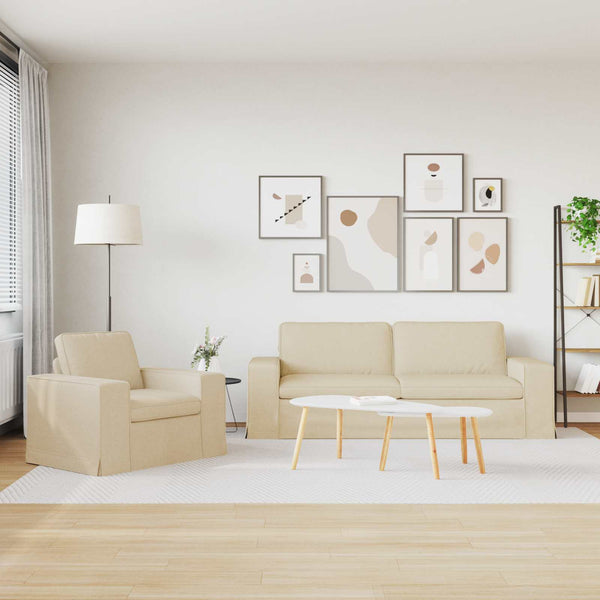 vidaXL Sofa Set 2 pcs Cream 222 x 80 x 82 cm Fabric