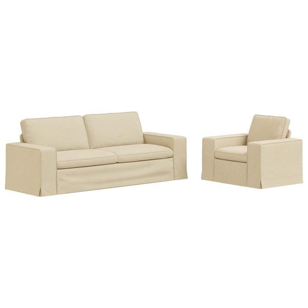 vidaXL Sofa Set 2 pcs Cream 222 x 80 x 82 cm Fabric