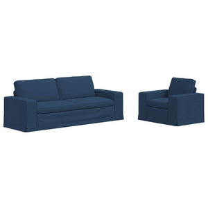 vidaXL Sofa Set 2 pcs Blue 222 x 80 x 82 cm Fabric