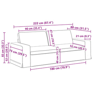 vidaXL Sofa Set 2 pcs Blue 222 x 80 x 82 cm Fabric