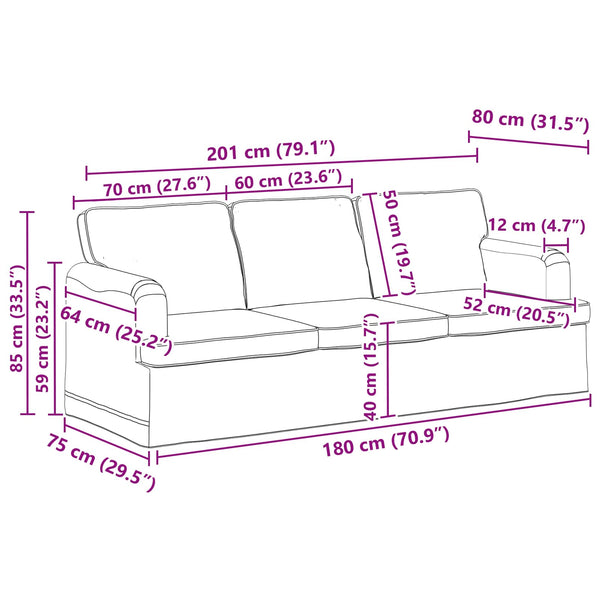 vidaXL Sofa Set 2 pcs Light Grey 201 x 80 x 85 cm Fabric