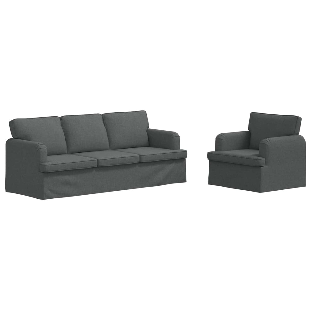 vidaXL Sofa Set 2 Pieces Dark Grey 201 x 80 x 85 cm Fabric