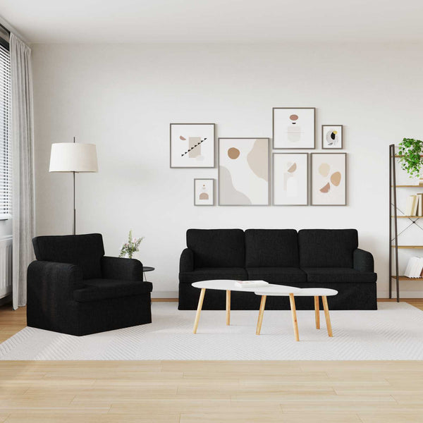 vidaXL Sofa Set 2 pcs Black 201 x 80 x 85 cm Fabric