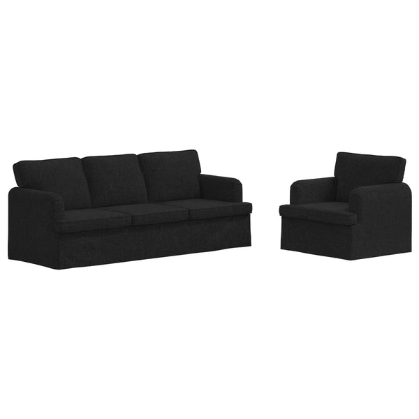 vidaXL Sofa Set 2 pcs Black 201 x 80 x 85 cm Fabric