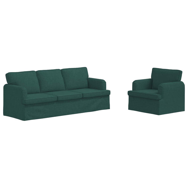 vidaXL Sofa Set 2 pcs Dark Green 201 x 80 x 85 cm Fabric