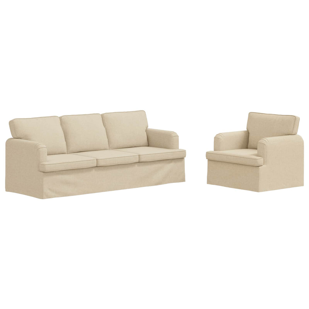 vidaXL Sofa Set 2 pcs Cream 201 x 80 x 85 cm Fabric