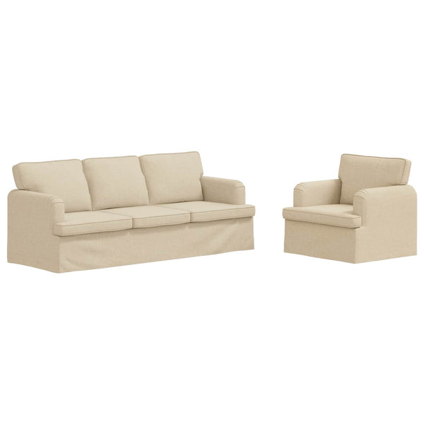 vidaXL Sofa Set 2 pcs Cream 201 x 80 x 85 cm Fabric