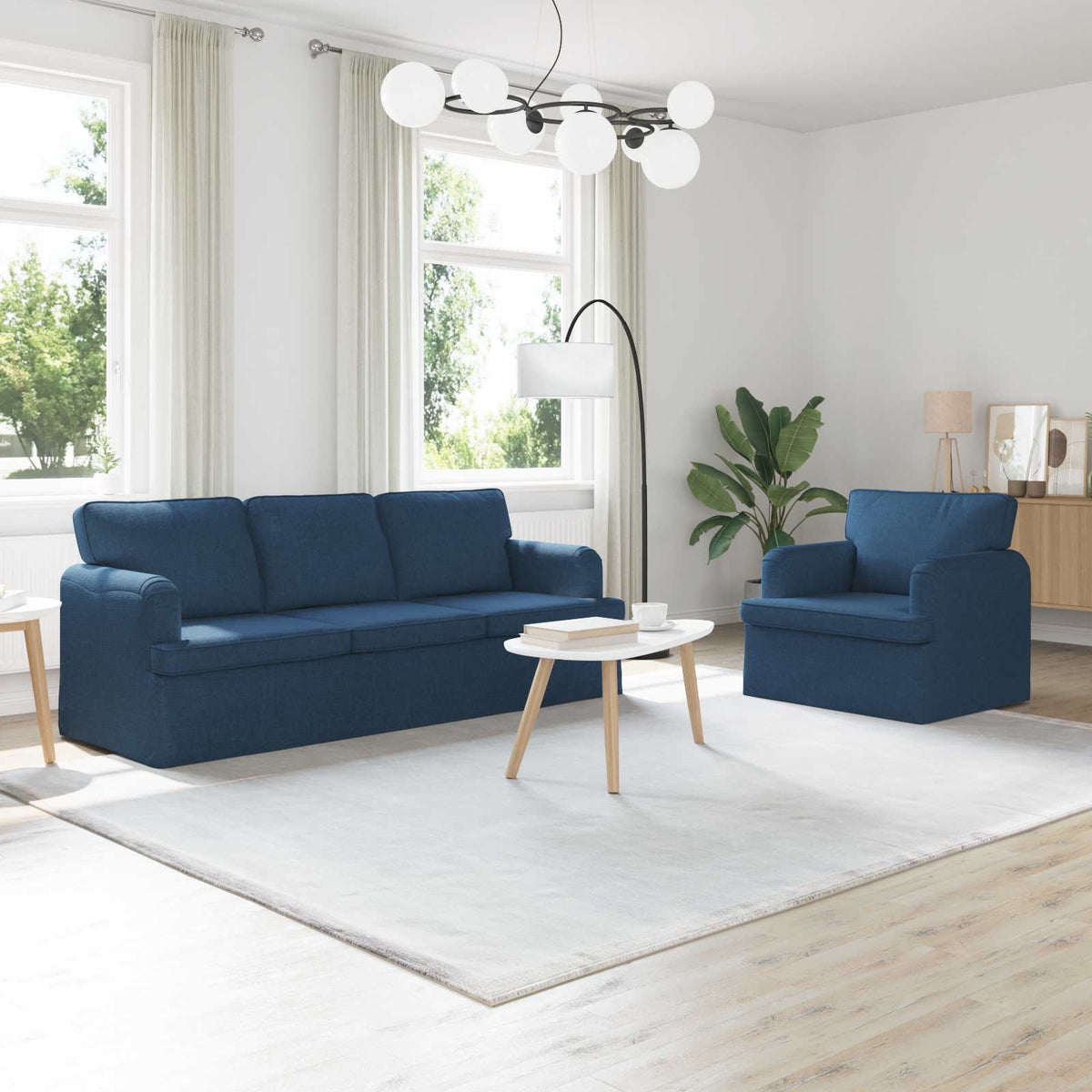 vidaXL Sofa Set 2 pcs Blue 201 x 80 x 85 cm Fabric