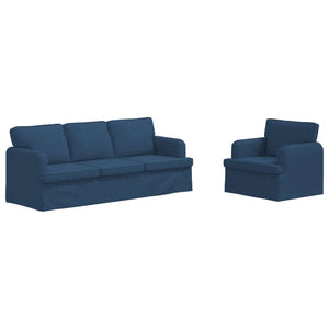 vidaXL Sofa Set 2 pcs Blue 201 x 80 x 85 cm Fabric