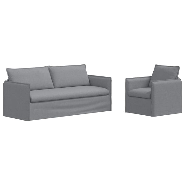 vidaXL Sofa Set 2 pcs Light Grey 196 x 82 x 85 cm Fabric