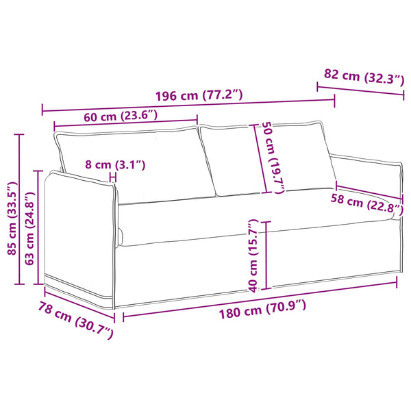 vidaXL Sofa Set 2 pcs Light Grey 196 x 82 x 85 cm Fabric