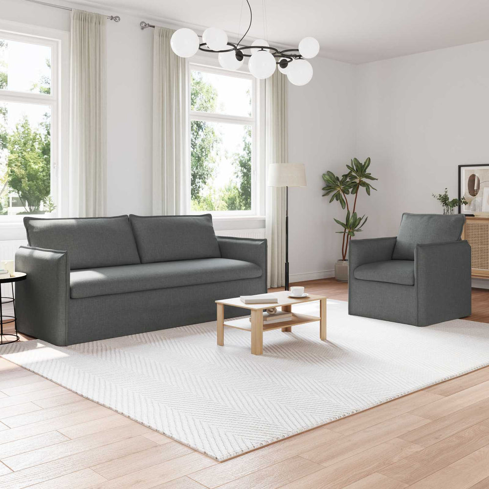 vidaXL Sofa Set 2 pcs Dark Grey 196 x 82 x 85 cm Fabric
