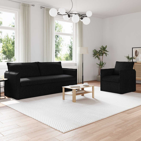 vidaXL Sofa Set 2 pcs Black 196 x 82 x 85 cm Fabric