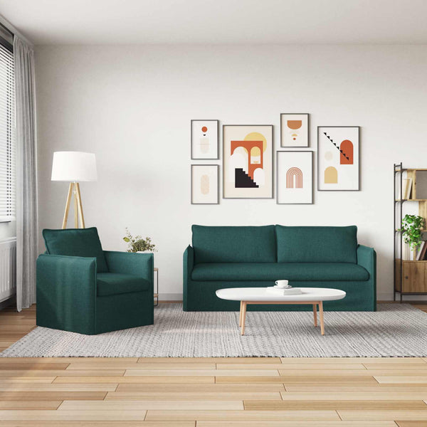 vidaXL Sofa Set 2 pcs Dark Green 196 x 82 x 85 cm Fabric
