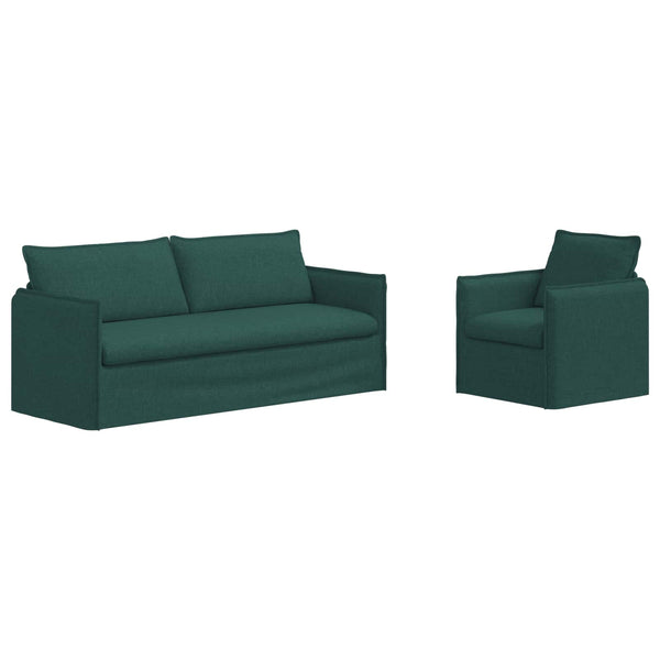 vidaXL Sofa Set 2 pcs Dark Green 196 x 82 x 85 cm Fabric
