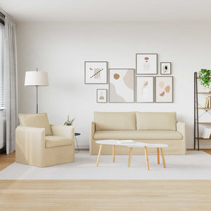 vidaXL Sofa Set 2 pcs Cream 196 x 82 x 85 cm Fabric