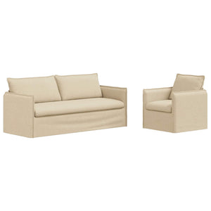 vidaXL Sofa Set 2 pcs Cream 196 x 82 x 85 cm Fabric