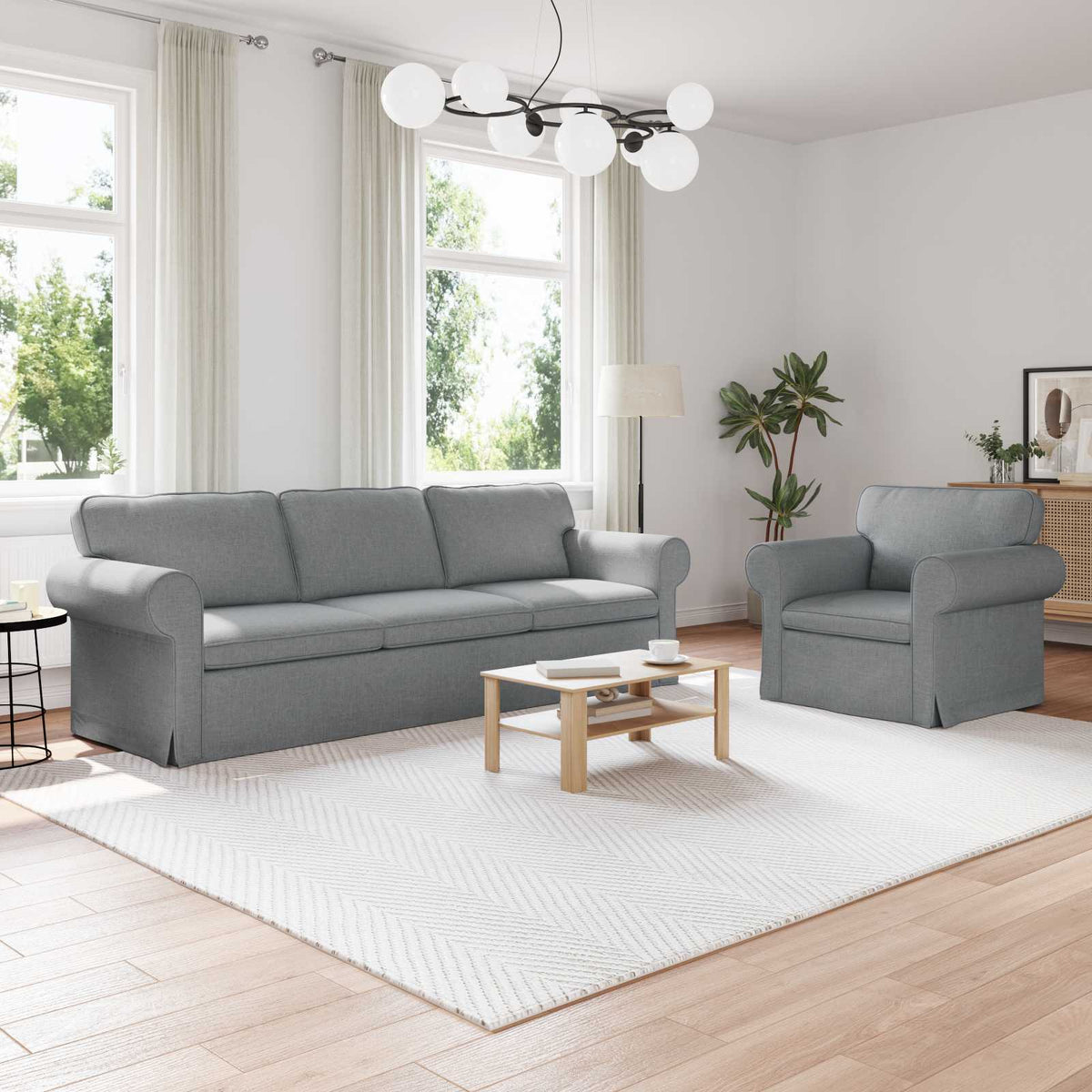 vidaXL Sofa Set 2 pcs Light Grey 245 x 82 x 80 cm Fabric