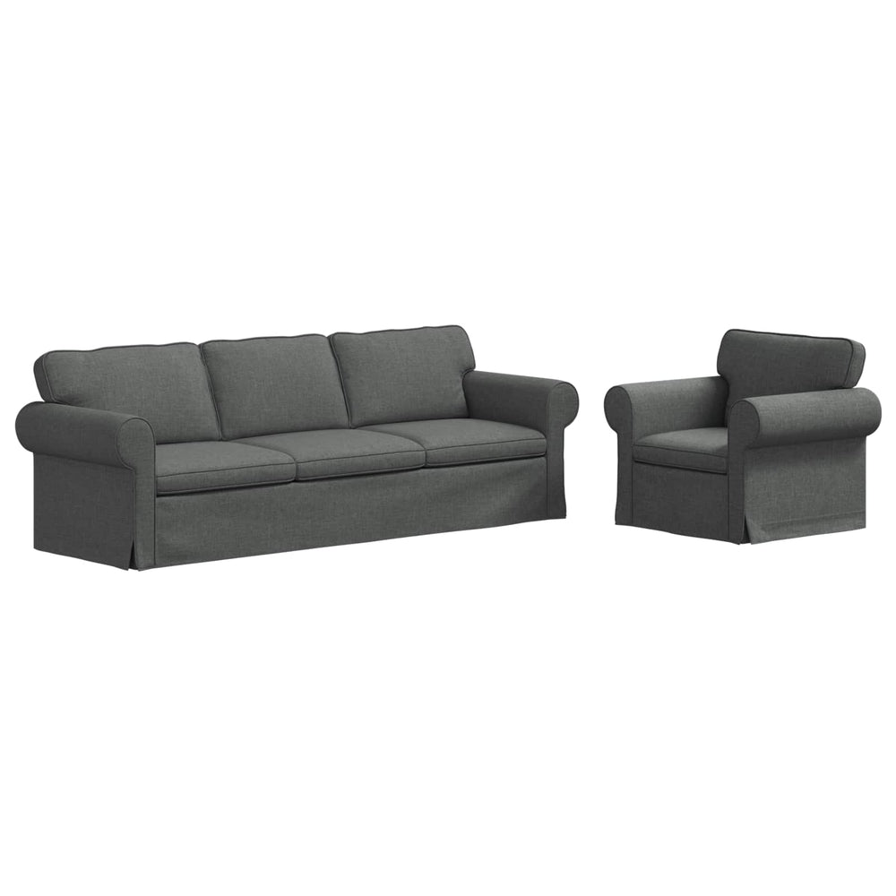 vidaXL Sofa Set 2 Pieces Dark Gray 245 x 82 x 80 cm Fabric