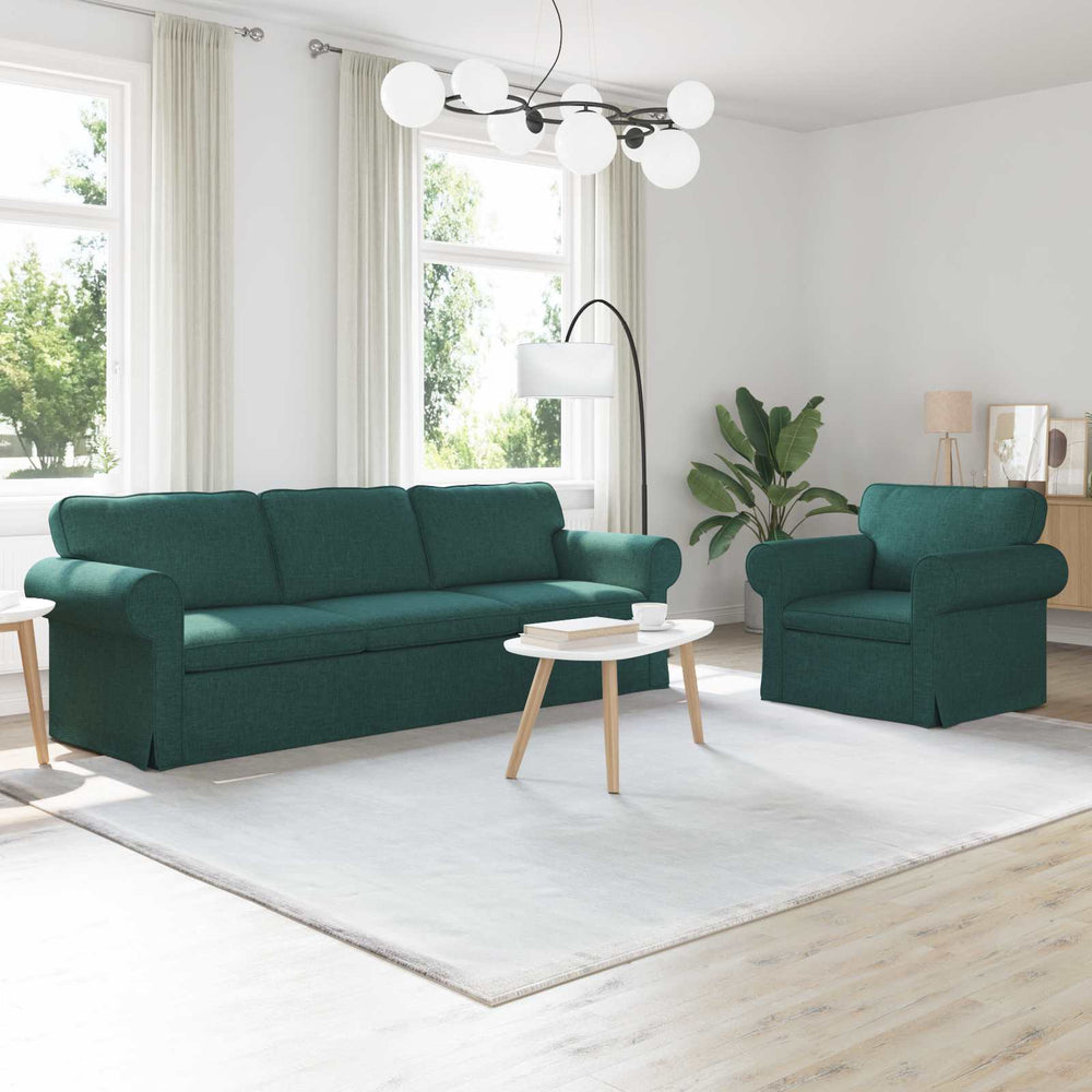 vidaXL Sofa Set 2 pcs Dark Green 245 x 82 x 80 cm Fabric
