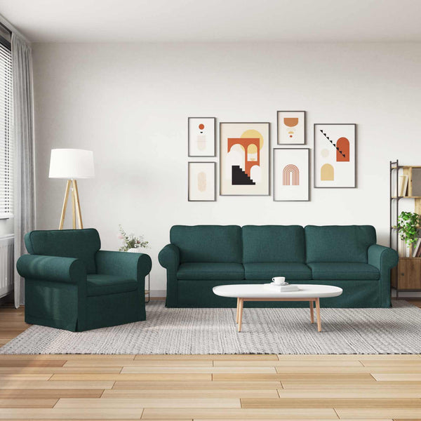 vidaXL Sofa Set 2 pcs Dark Green 245 x 82 x 80 cm Fabric