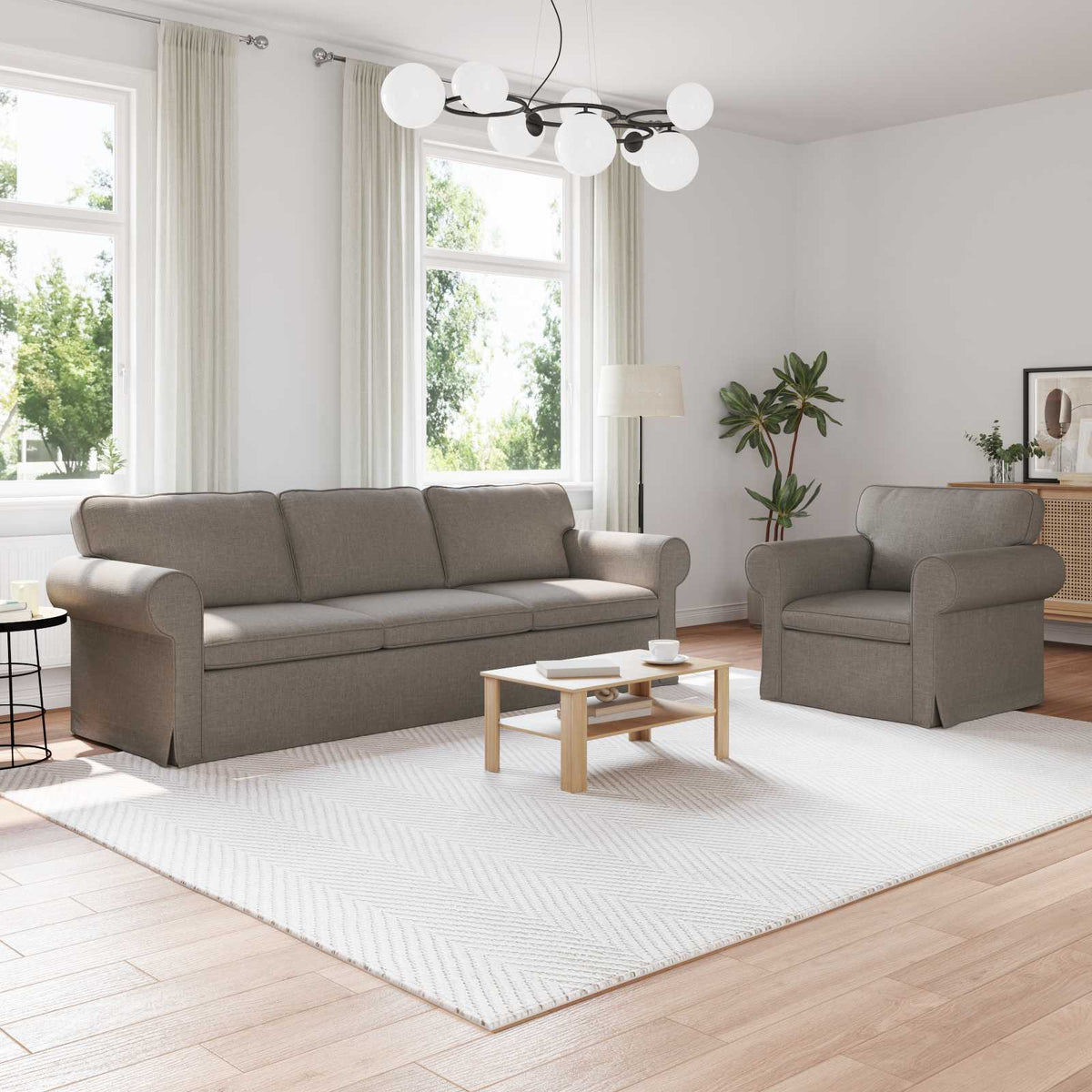 vidaXL Sofa Set 2 pcs Taupe 245 x 82 x 80 cm Fabric