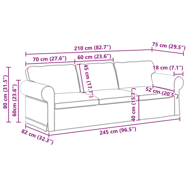 vidaXL Sofa Set 2 pcs Taupe 245 x 82 x 80 cm Fabric