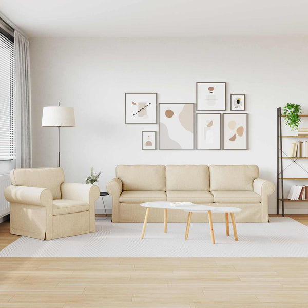 vidaXL Sofa Set 2 pcs Cream 245 x 82 x 80 cm Fabric