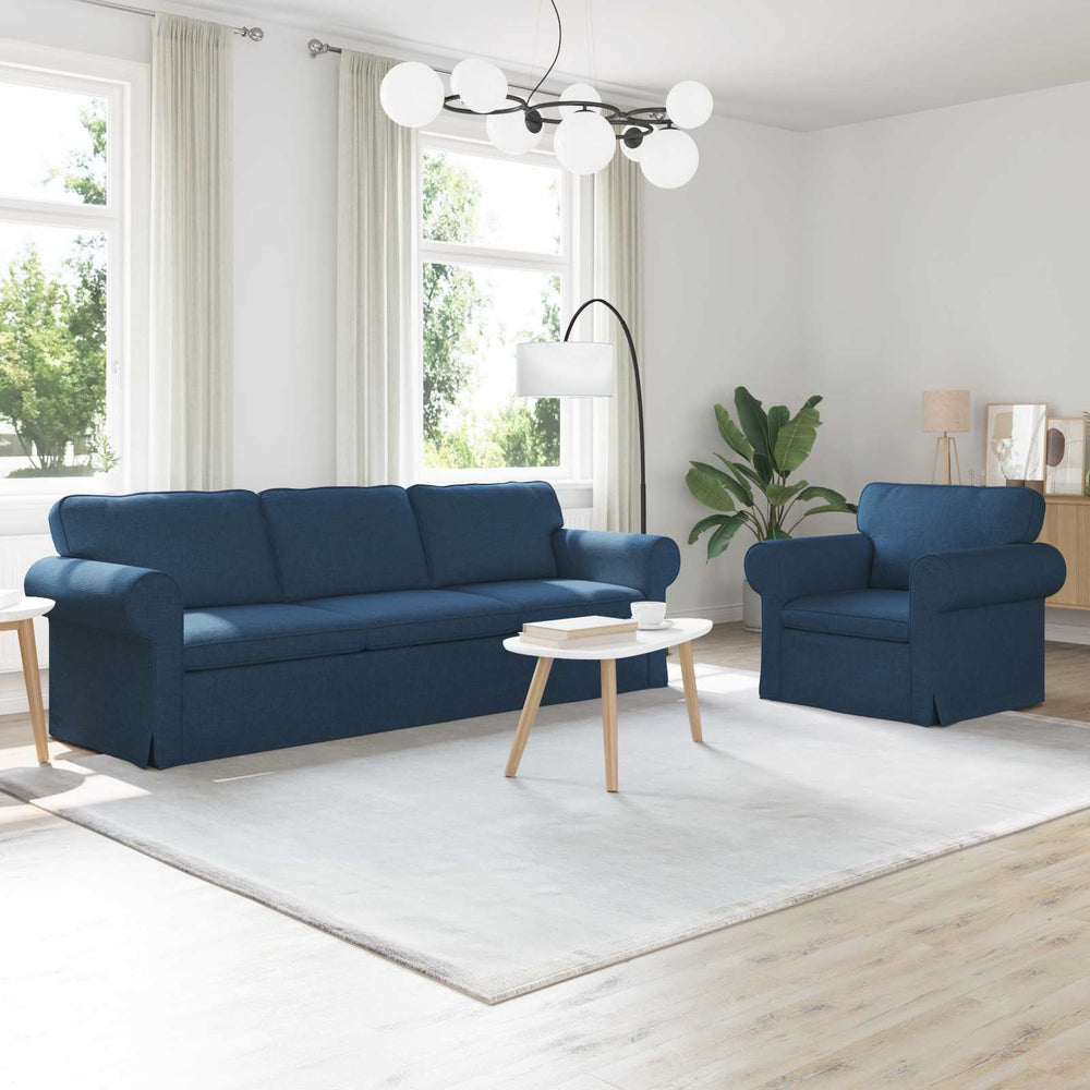 vidaXL Sofa Set 2 pcs Blue 245 x 82 x 80 cm Fabric