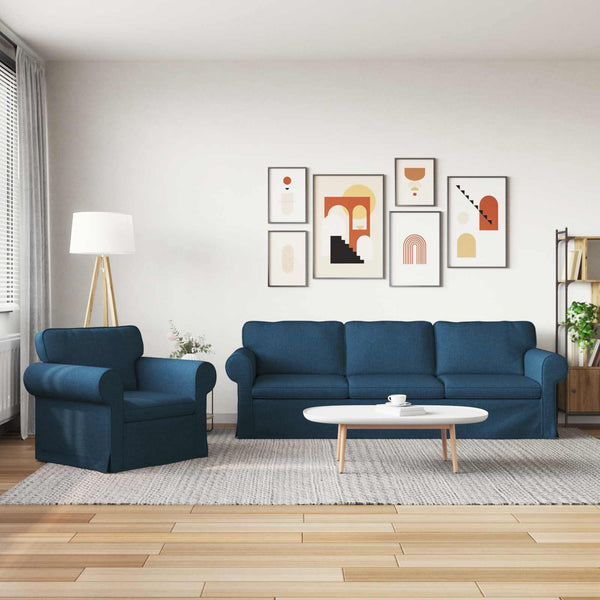 vidaXL Sofa Set 2 pcs Blue 245 x 82 x 80 cm Fabric