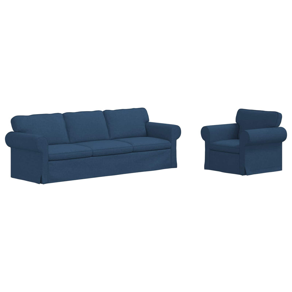 vidaXL Sofa Set 2 pcs Blue 245 x 82 x 80 cm Fabric