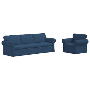 vidaXL Sofa Set 2 pcs Blue 245 x 82 x 80 cm Fabric