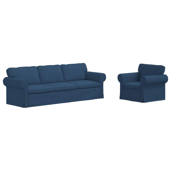vidaXL Sofa Set 2 pcs Blue 245 x 82 x 80 cm Fabric