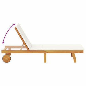 vidaXL Sun Lounger with Cushion Cream White Solid Acacia Wood