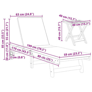 vidaXL Sun Lounger with Cushion Cream White Solid Acacia Wood