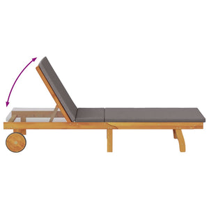 vidaXL Sun Lounger with Cushion Dark Grey Solid Acacia Wood