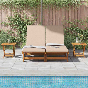 vidaXL Sun Lounger with Cushion Beige Solid Acacia Wood