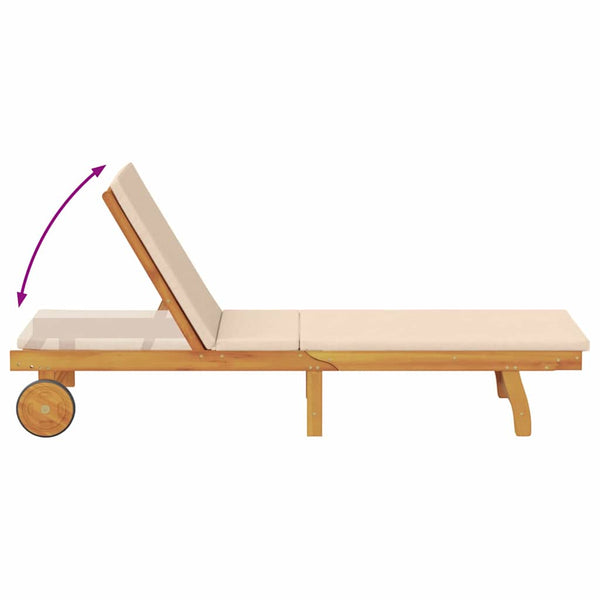 vidaXL Sun Lounger with Cushion Beige Solid Acacia Wood